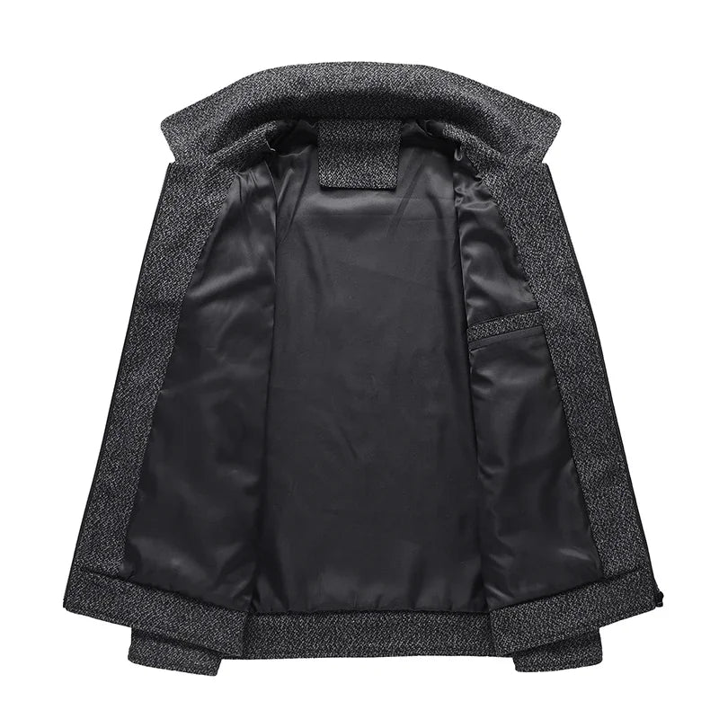 Men's Thick Winter Wool Blend Warm Jacket Men Fashion Trenchwear Coat Slim Lapel Streetwear Overcoat Business Casual Men Clothing